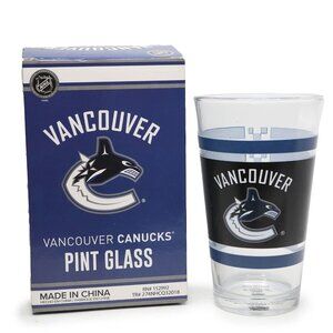 Vancouver Canucks NHL Pint Glass Hockey Barware Collectable Sports Blue Black